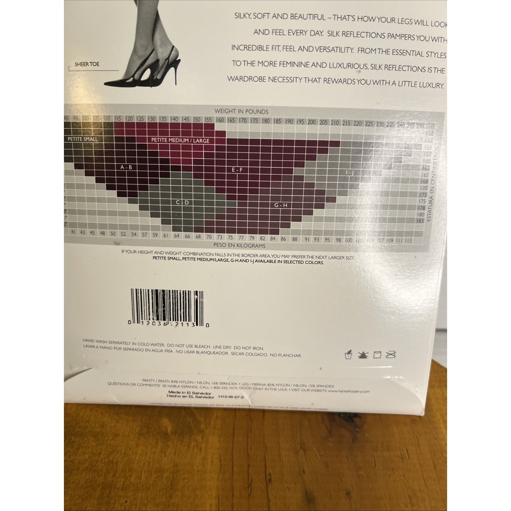 Hanes Silk Reflections Quicksilver Control Top Pantyhose Sandalfoot Sz EF #717 - Picture 8 of 8